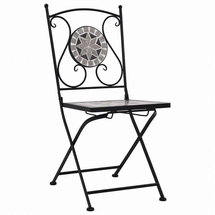 vidaXL モザイクビストロ 3点セット セラミックタイル グレー (46715+46716)家具 アウトドア家具 屋外家具セット(代引不可)