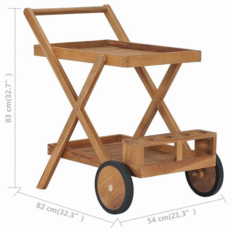 vidaXL ティートロリー チーク無垢材家具 トローリー キッチン・ダイニング トローリー(代引不可)