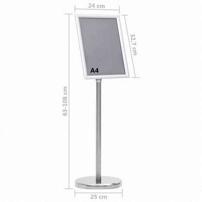 vidaXL A4 ポスタースタンド 一本脚 シルバー アルミニウム合金ビジネス&工業用 リテール 小売ディスプレイケース(代引不可)