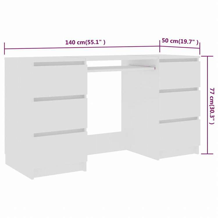 vidaXL ライティングデスク ホワイト140x50x77cm エンジニアリングウッド家具 オフィス家具 デスク(代引不可)