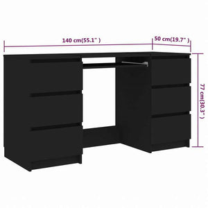 vidaXL ライティングデスク ブラック 140x50x77cm エンジニアリングウッド家具 オフィス家具 デスク(代引不可)