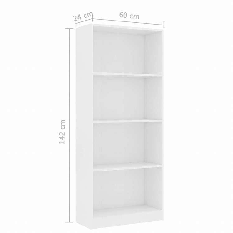 vidaXL 4段ブックキャビネット ホワイト 60x24x142cm エンジニアリングウッド家具 棚 本棚・オープンラック(代引不可)