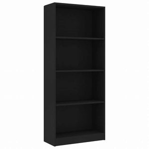 vidaXL 4段ブックキャビネット ブラック 60x24x142cm エンジニアリングウッド家具 棚 本棚・オープンラック(代引不可)