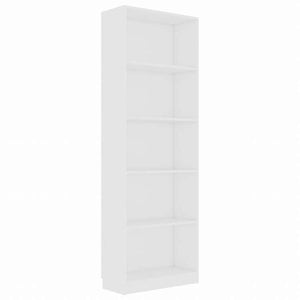 vidaXL 5段 ブックキャビネット 白色 60x24x175cm パーティクルボード家具 棚 本棚・オープンラック(代引不可)