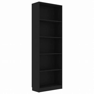 vidaXL 5段 ブックキャビネット ブラック 60x24x175cm エンジニアリングウッド家具 棚 本棚・オープンラック(代引不可)