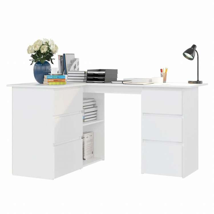 vidaXL コーナーデスク ホワイト 145x100x76cm エンジニアリングウッド家具 オフィス家具 デスク(代引不可)