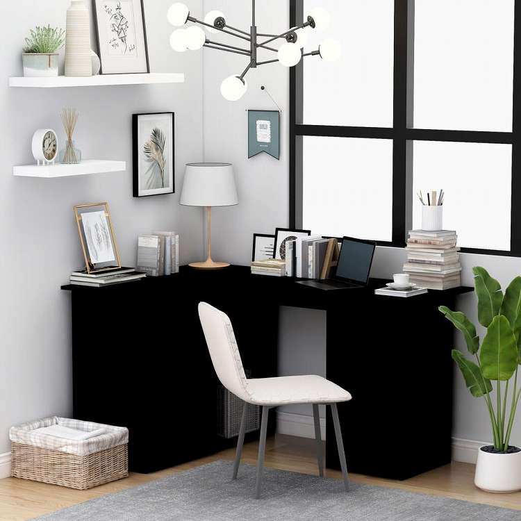 vidaXL コーナーデスク ブラック 145x100x76cm エンジニアリングウッド家具 オフィス家具 デスク(代引不可)