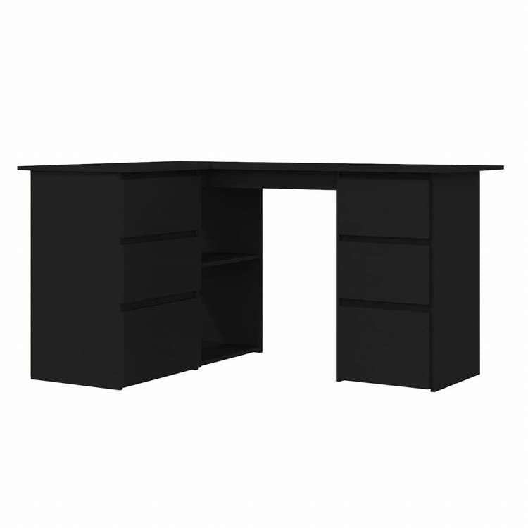 vidaXL コーナーデスク ブラック 145x100x76cm エンジニアリングウッド家具 オフィス家具 デスク(代引不可)