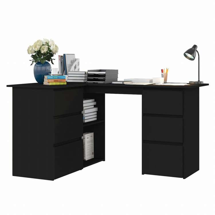 vidaXL コーナーデスク ブラック 145x100x76cm エンジニアリングウッド家具 オフィス家具 デスク(代引不可)