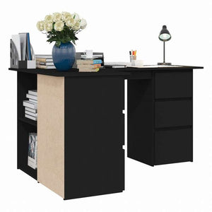 vidaXL コーナーデスク ブラック 145x100x76cm エンジニアリングウッド家具 オフィス家具 デスク(代引不可)
