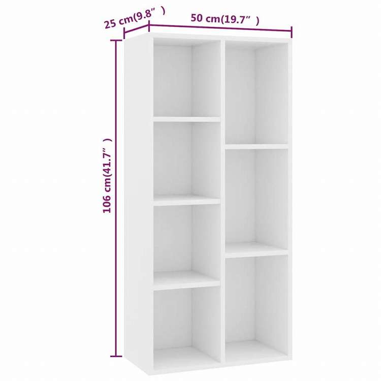 vidaXL ブックキャビネット ホワイト 50x25x106cm エンジニアリングウッド家具 棚 本棚・オープンラック(代引不可)