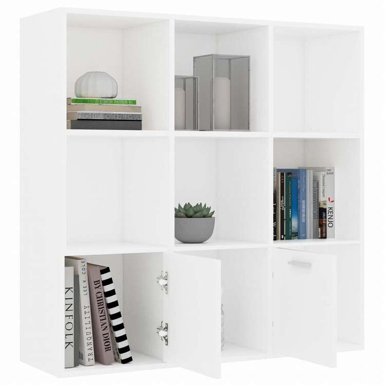 vidaXL ブックキャビネット ホワイト 98x30x98cm エンジニアリングウッド家具 棚 本棚・オープンラック(代引不可)
