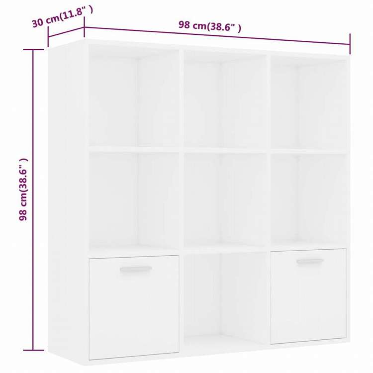 vidaXL ブックキャビネット ホワイト 98x30x98cm エンジニアリングウッド家具 棚 本棚・オープンラック(代引不可)