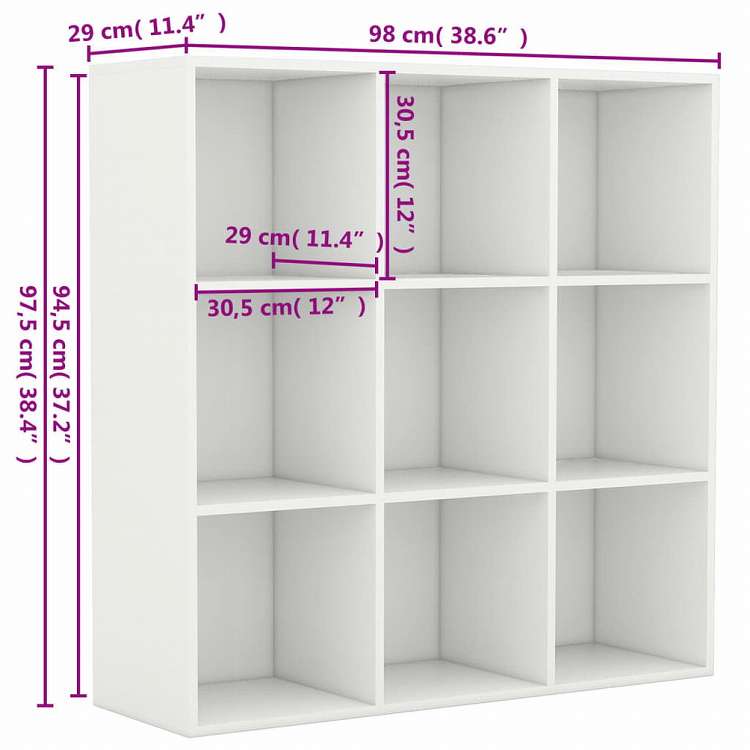 vidaXL ブックキャビネット ホワイト 98x29x97,5cm エンジニアリングウッド家具 棚 本棚・オープンラック(代引不可)