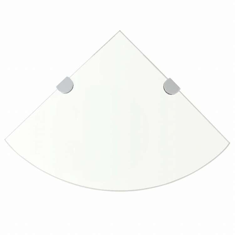 vidaXL コーナーシェルフ 2点 クロームサポート付き ガラス クリア 25x25 cm (243852x2)家具 棚 壁面収納棚・壁面ラック(代引不可)