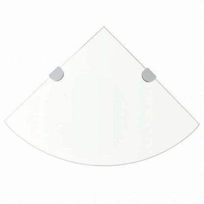 vidaXL コーナーシェルフ 2点 クロームサポート付き ガラス クリア 25x25 cm (243852x2)家具 棚 壁面収納棚・壁面ラック(代引不可)