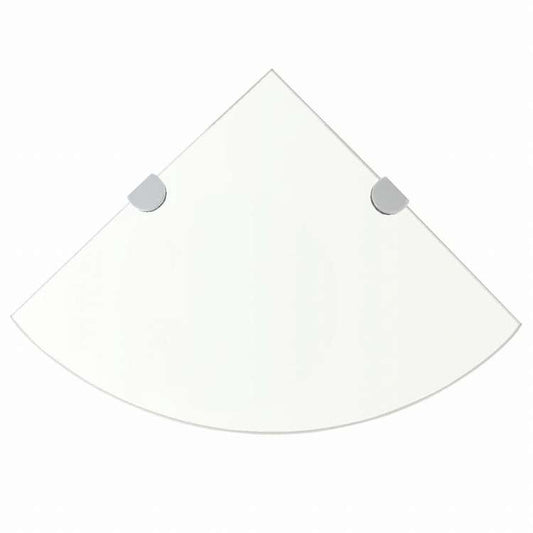 vidaXL コーナーシェルフ 2点 クロームサポート付き ガラス クリア 25x25 cm (243852x2)家具 棚 壁面収納棚・壁面ラック(代引不可)