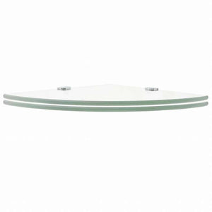 vidaXL コーナーシェルフ 2点 クロームサポート付き ガラス クリア 25x25 cm (243852x2)家具 棚 壁面収納棚・壁面ラック(代引不可)