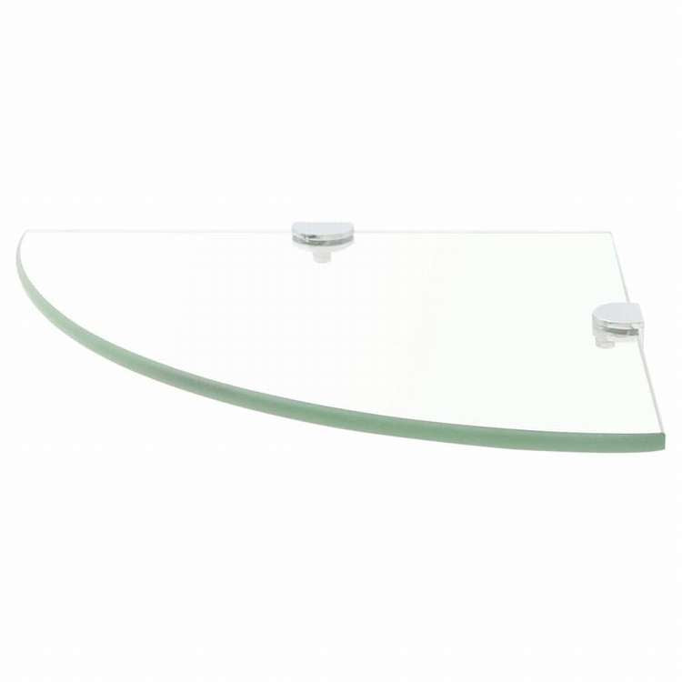 vidaXL コーナーシェルフ 2点 クロームサポート付き ガラス クリア 25x25 cm (243852x2)家具 棚 壁面収納棚・壁面ラック(代引不可)