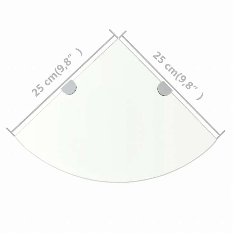 vidaXL コーナーシェルフ 2点 クロームサポート付き ガラス クリア 25x25 cm (243852x2)家具 棚 壁面収納棚・壁面ラック(代引不可)