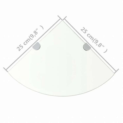 vidaXL コーナーシェルフ 2点 クロームサポート付き ガラス クリア 25x25 cm (243852x2)家具 棚 壁面収納棚・壁面ラック(代引不可)