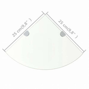 vidaXL コーナーシェルフ 2点 クロームサポート付き ガラス クリア 25x25 cm (243852x2)家具 棚 壁面収納棚・壁面ラック(代引不可)