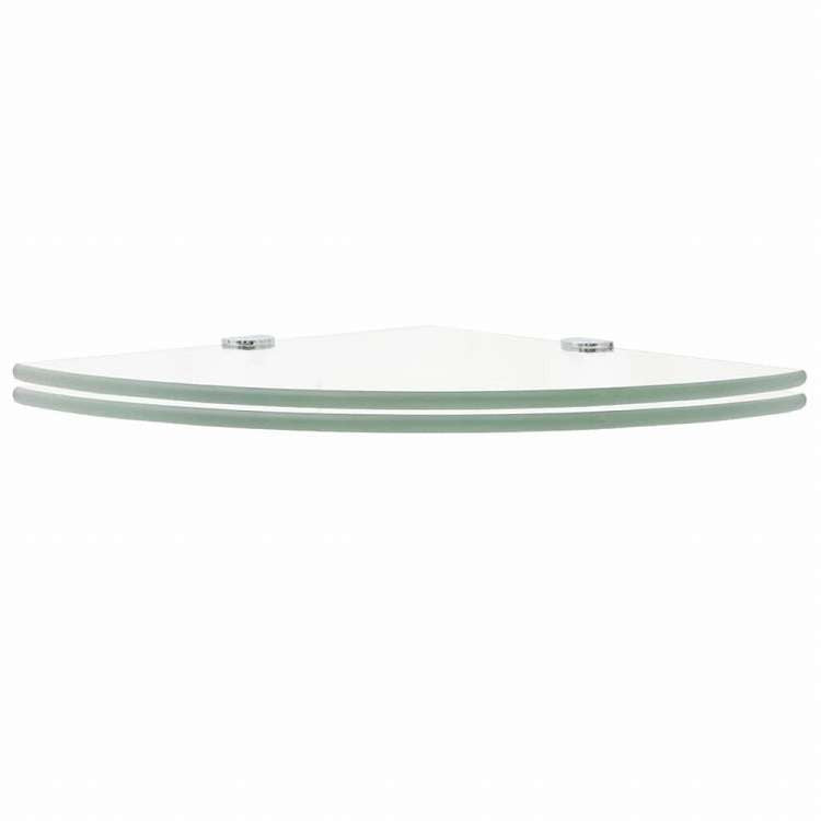 vidaXL コーナーシェルフ 2点 クロームサポート付き ガラス クリア 35x35 cm (243853x2)家具 棚 壁面収納棚・壁面ラック(代引不可)
