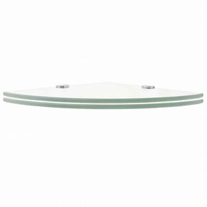 vidaXL コーナーシェルフ 2点 クロームサポート付き ガラス クリア 35x35 cm (243853x2)家具 棚 壁面収納棚・壁面ラック(代引不可)