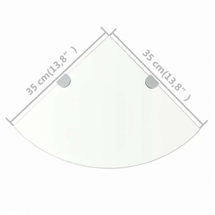 vidaXL コーナーシェルフ 2点 クロームサポート付き ガラス クリア 35x35 cm (243853x2)家具 棚 壁面収納棚・壁面ラック(代引不可)