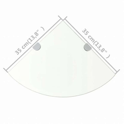 vidaXL コーナーシェルフ 2点 クロームサポート付き ガラス クリア 35x35 cm (243853x2)家具 棚 壁面収納棚・壁面ラック(代引不可)
