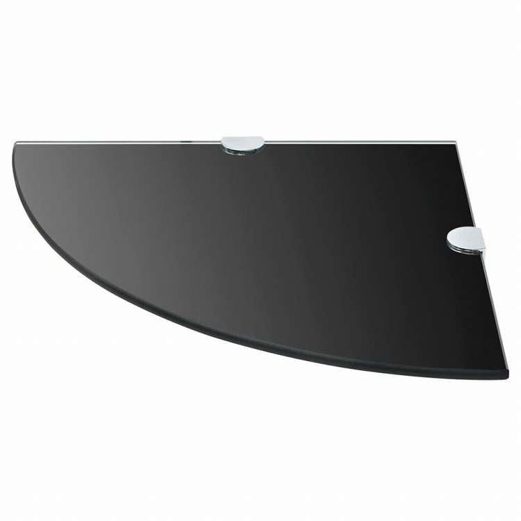 vidaXL コーナーシェルフ 2点 クロームサポート付き ガラス ブラック 25x25 cm家具 棚 壁面収納棚・壁面ラック(代引不可)