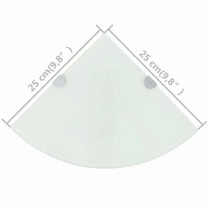 vidaXL コーナーシェルフ 2点 クロームサポート付き ガラス ホワイト 25x25 cm家具 棚 壁面収納棚・壁面ラック(代引不可)