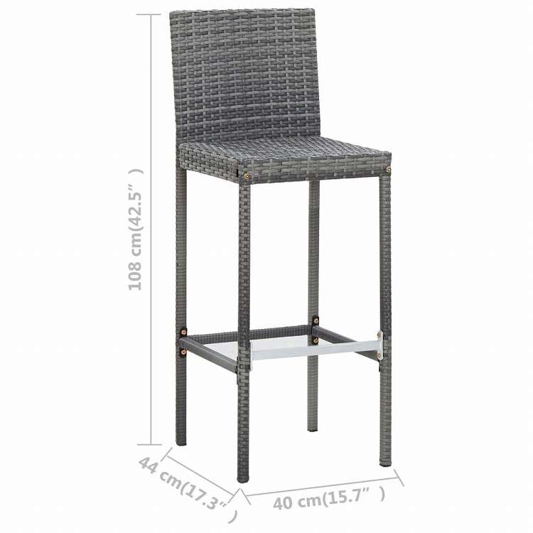 vidaXL 屋外バー7点セット クッション付き ポリラタン製 グレー家具 アウトドア家具 屋外家具セット(代引不可)