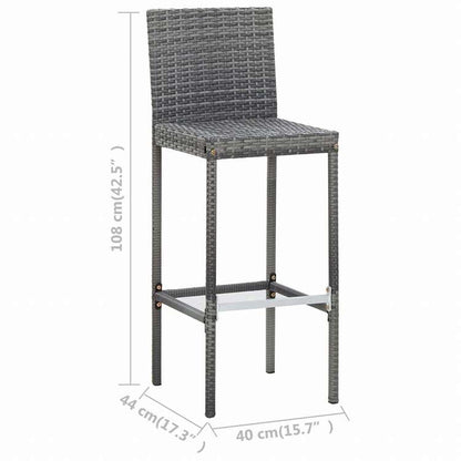 vidaXL 屋外バー7点セット クッション付き ポリラタン製 グレー家具 アウトドア家具 屋外家具セット(代引不可)