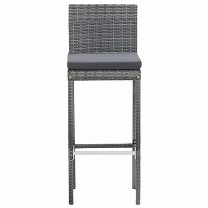 vidaXL 屋外バー5点セット ポリラタン&アカシア材 グレー家具 アウトドア家具 屋外家具セット(代引不可)