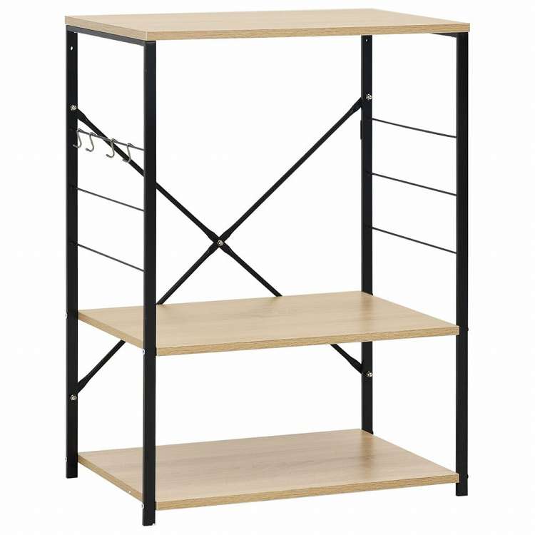 vidaXL 電子レンジキャビネット ブラック&オーク 60x39.6x79.5 cm エンジニアリングウッドホーム&ガーデン キッチン&ダイニング キッチンツール&調理器具 キッチン収納 調理道具ホルダー・ラック(代引不可)