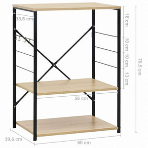 vidaXL 電子レンジキャビネット ブラック&オーク 60x39.6x79.5 cm エンジニアリングウッドホーム&ガーデン キッチン&ダイニング キッチンツール&調理器具 キッチン収納 調理道具ホルダー・ラック(代引不可)