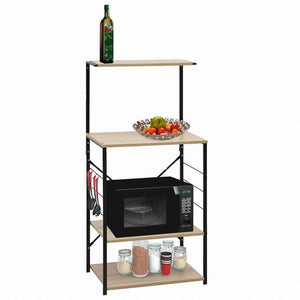 vidaXL 電子レンジキャビネット ブラック&オーク 60x39.6x123 cm エンジニアリングウッドホーム&ガーデン キッチン&ダイニング キッチンツール&調理器具 キッチン収納 調理道具ホルダー・ラック(代引不可)