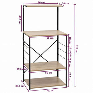 vidaXL 電子レンジキャビネット ブラック&オーク 60x39.6x123 cm エンジニアリングウッドホーム&ガーデン キッチン&ダイニング キッチンツール&調理器具 キッチン収納 調理道具ホルダー・ラック(代引不可)