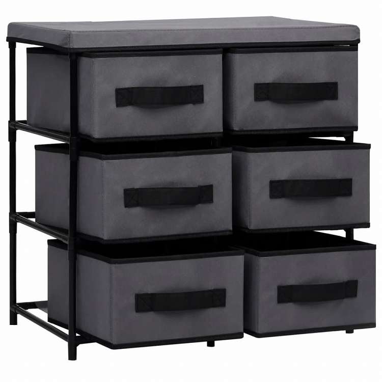 vidaXL 収納キャビネット 引き出し6点付き グレー 55x29x55cm スチール製家具 キャビネット&収納 収納キャビネット・ロッカー(代引不可)