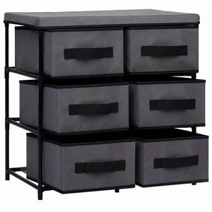 vidaXL 収納キャビネット 引き出し6点付き グレー 55x29x55cm スチール製家具 キャビネット&収納 収納キャビネット・ロッカー(代引不可)