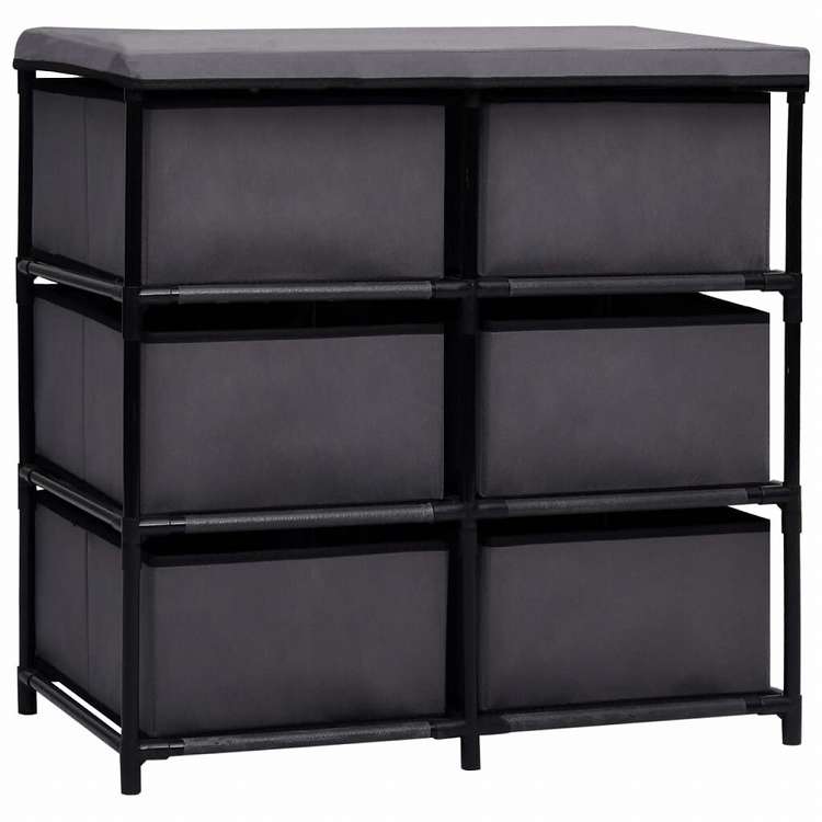 vidaXL 収納キャビネット 引き出し6点付き グレー 55x29x55cm スチール製家具 キャビネット&収納 収納キャビネット・ロッカー(代引不可)