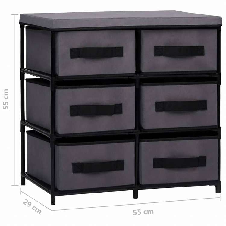 vidaXL 収納キャビネット 引き出し6点付き グレー 55x29x55cm スチール製家具 キャビネット&収納 収納キャビネット・ロッカー(代引不可)