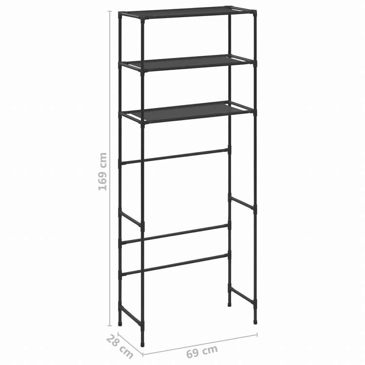 vidaXL 洗濯機上収納ラック 3段 ブラック 69x28x169cmホーム&ガーデン バスルーム用品 タオルラック・ホルダー(代引不可)