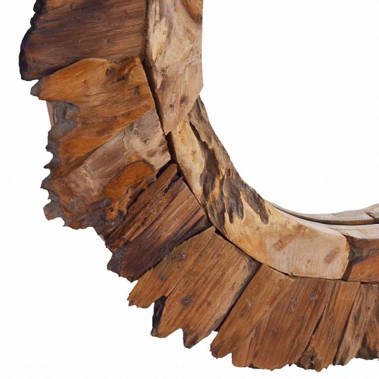 vidaXL ウォールミラー 60cm 丸型 チーク製ホーム&ガーデン デコレーション 鏡(代引不可)