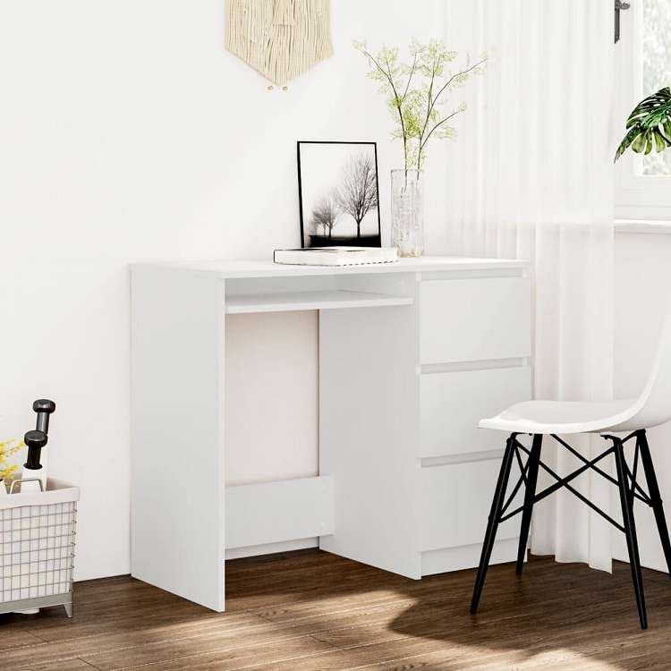 vidaXL デスク ホワイト 90x45x76cm エンジニアリングウッド家具 オフィス家具 デスク(代引不可)