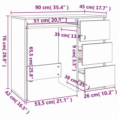 vidaXL デスク ホワイト 90x45x76cm エンジニアリングウッド家具 オフィス家具 デスク(代引不可)