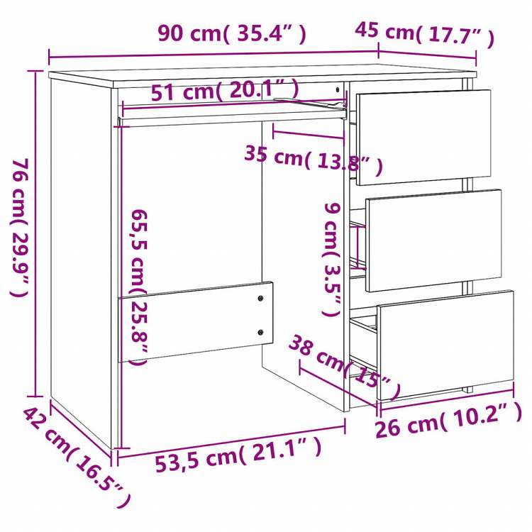 vidaXL デスク ブラック 90x45x76cm エンジニアリングウッド家具 オフィス家具 デスク(代引不可)
