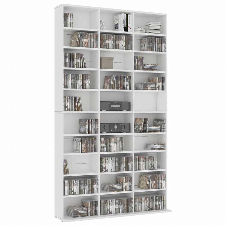vidaXL CDキャビネット ホワイト102x16x177.5 cm エンジニアリングウッド家具 キャビネット&収納 メディア収納・ラック(代引不可)