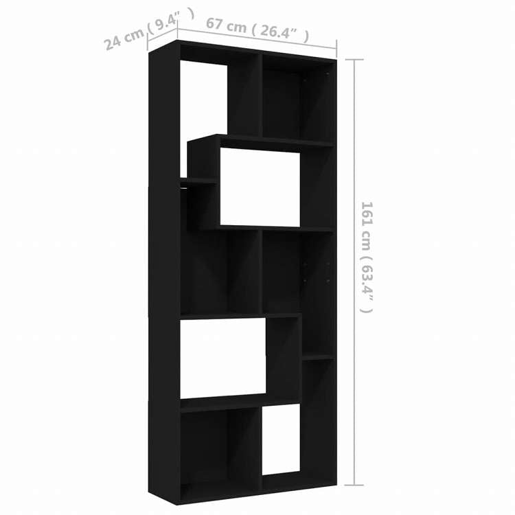 vidaXL ブックキャビネット ブラック 67x24x161cm エンジニアリングウッド家具 棚 本棚・オープンラック(代引不可)
